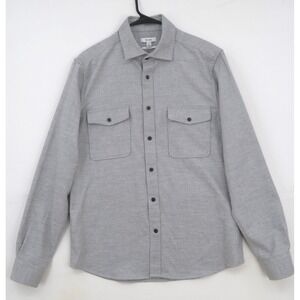 Reiss Mens Grey Regular Fit Brushed‎ Button Down Shirt Large Long Sleeve Pockets